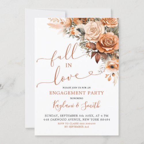 Boho Terracotta Fall in Love Engagement Party Invitation