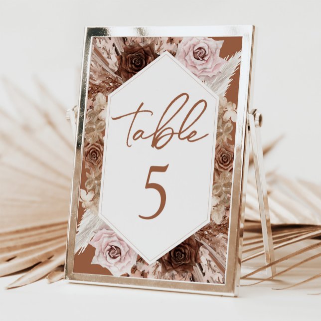 Boho Terracotta Fall Wedding Table Number (Creator Uploaded)