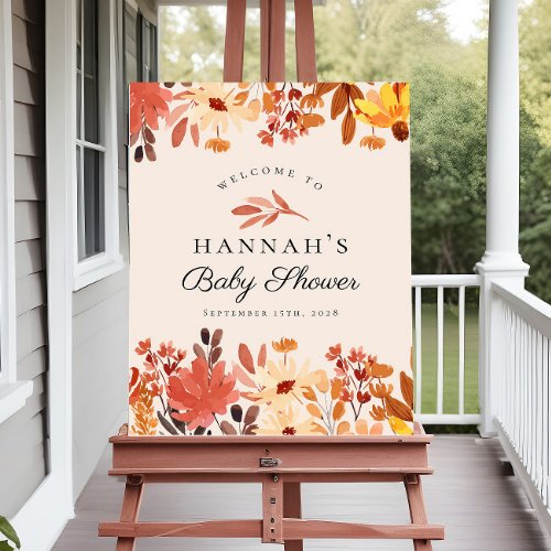 Boho Terracotta Fall Wildflower Baby Shower Sign