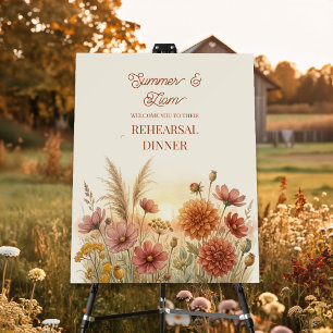 Boho Terracotta Fall Wildflower Rehearsal Dinner Foam Board