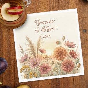 Boho Terracotta Fall Wildflower Rehearsal Dinner Napkins