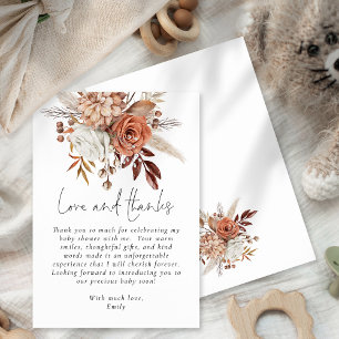 Boho Terracotta Floral Baby Shower Thank You Card