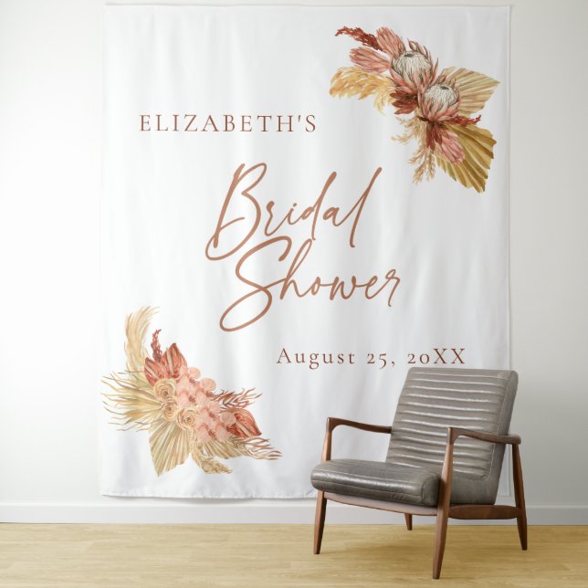 Boho Terracotta floral Bridal Shower Backdrop  (In Situ)