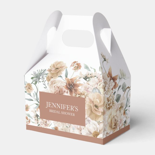 Boho Terracotta Floral Bridal Shower Favor Boxes (Front Side)