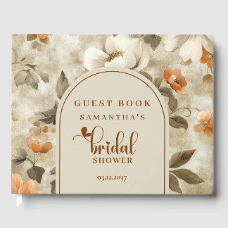 Boho Terracotta Floral Bridal Shower Guest Book