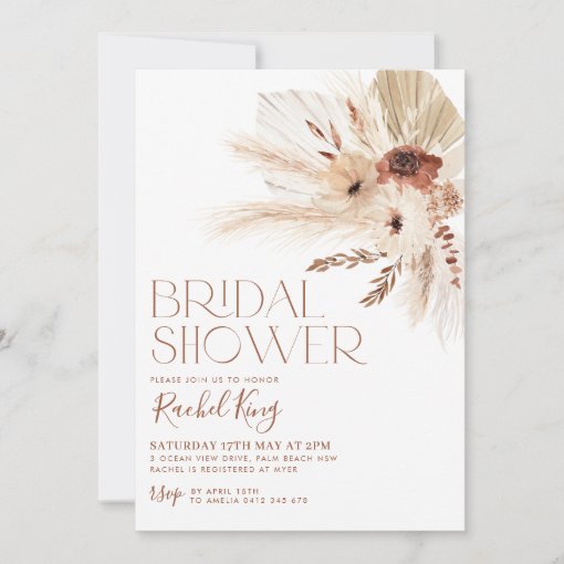 Boho Terracotta Floral Bridal Shower Invitation | Zazzle