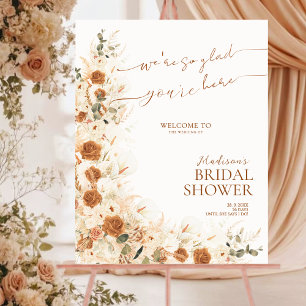 Boho Terracotta Floral Bridal Shower Welcome Sign