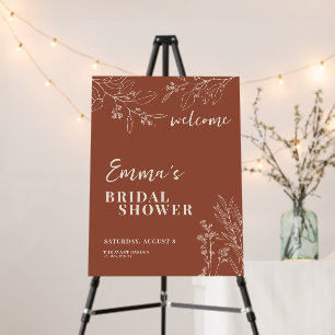 Boho Terracotta Floral Bridal Shower Welcome Sign