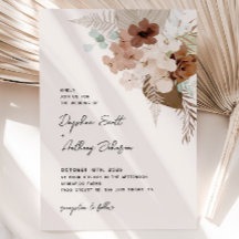 Boho Terracotta Floral Elegant Wedding Invitation