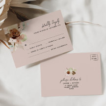 Boho Terracotta Floral Elegant Wedding RSVP Card