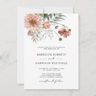 Boho Terracotta Floral Fall Wedding Invitation