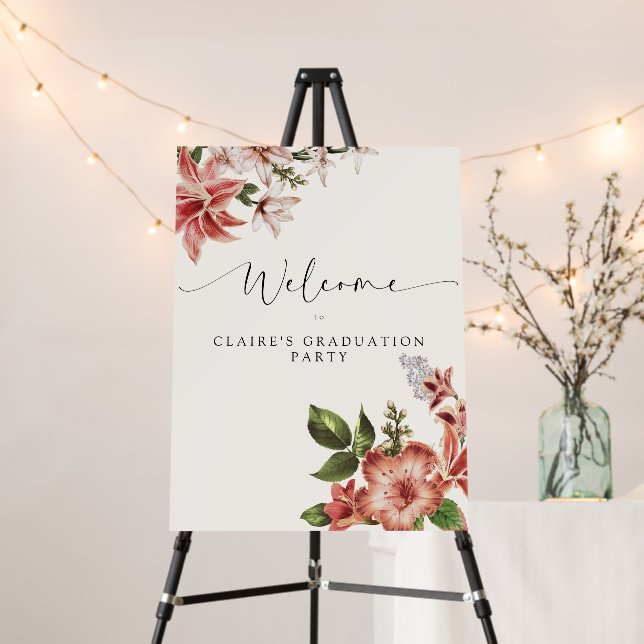 Boho Terracotta Floral Graduation Foam Board (In Situ (Stand))
