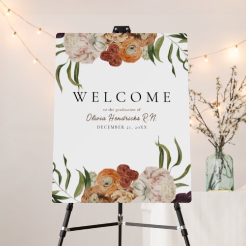 Boho Terracotta Floral Nurse Graduation Welcome Foam Board