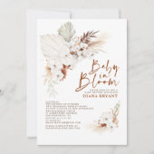 Boho Terracotta Floral Pampas Grass Baby Shower Invitation (Front)