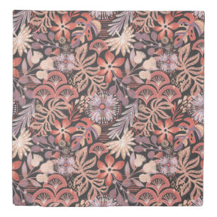 Boho Terracotta Floral Pattern Duvet Cover