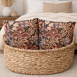 Boho Terracotta Floral Pattern Pillow Case Set