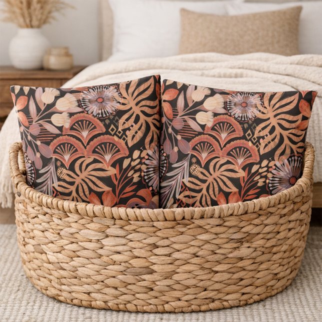 Boho Terracotta Floral Pattern Pillow Case Set (Creator Uploaded)