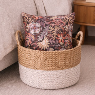 Boho Terracotta Floral Pattern Throw Pillow