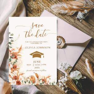 Boho Terracotta Floral Photo Graduation Save The Date