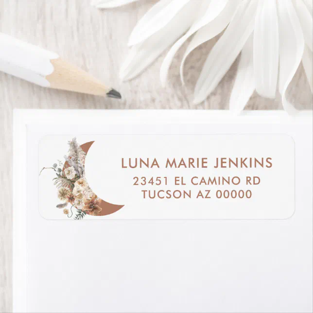 Boho Terracotta Floral Return Address Labels | Zazzle