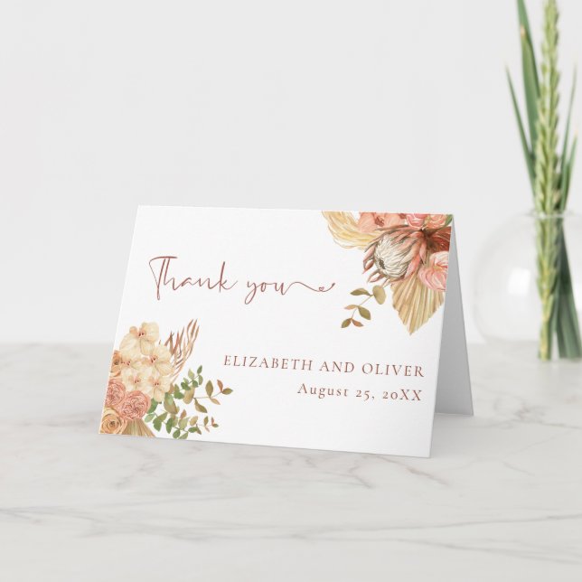 Boho Terracotta floral Thank You Card (Front)