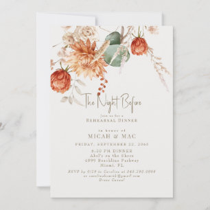 Boho Terracotta Floral The Night Before Invitation
