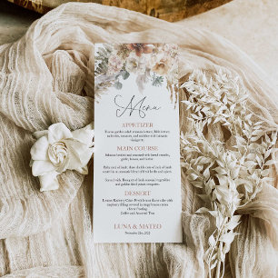 Boho Terracotta Floral Wedding Menu