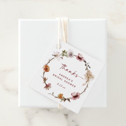 Boho Terracotta Floral Wedding or Bridal Shower Favor Tags