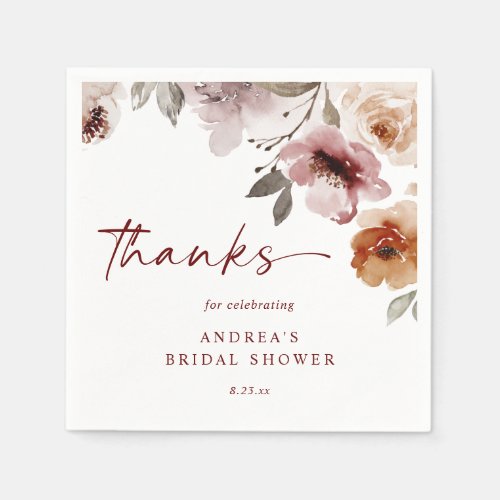 Boho Terracotta Floral Wedding or Bridal Shower Napkins