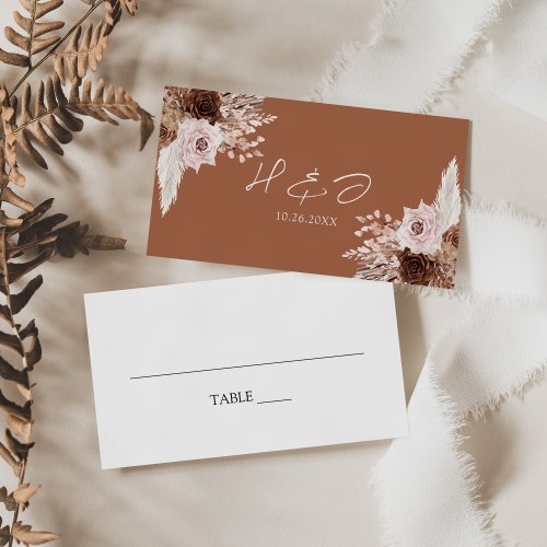 Boho Terracotta Floral Wedding  Place Card