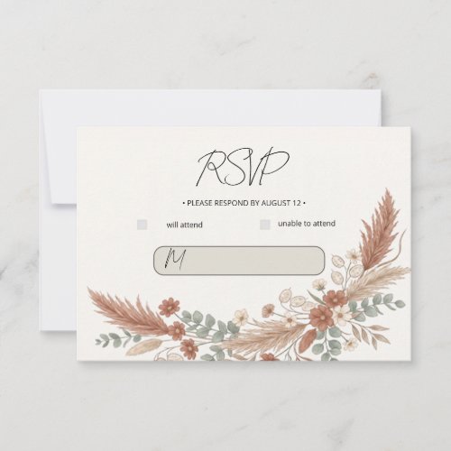 Boho Terracotta Floral Wedding RSVP Card