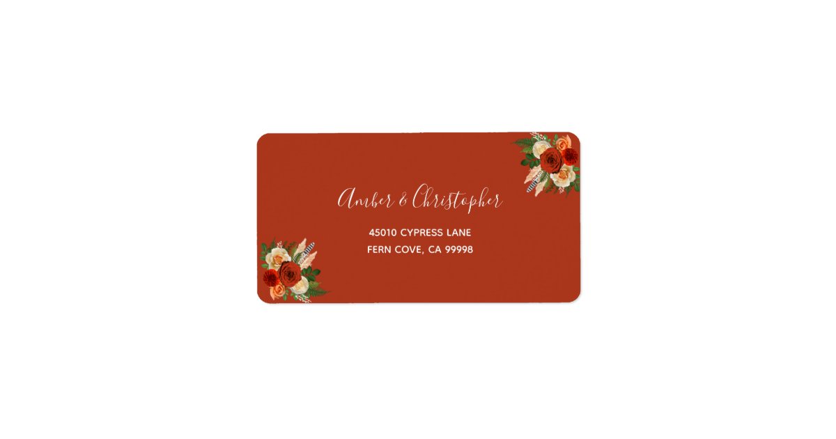 Boho Terracotta Floral Wedding RSVP Return Address Label | Zazzle