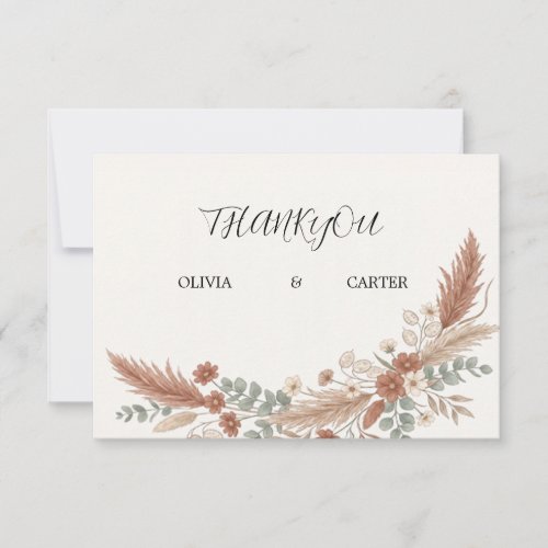 Boho Terracotta Floral Wedding Thank You Card