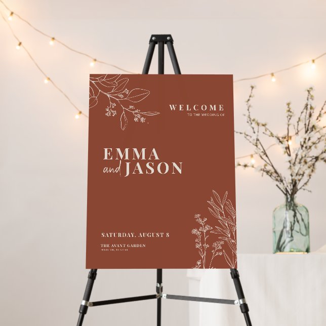 Boho Terracotta Floral Wedding Welcome sign (In Situ (Stand))