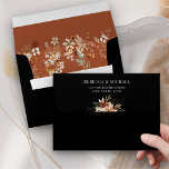 Boho Terracotta Floral Wildflower Black Wedding Envelope<br><div class="desc">Elegant terracotta theme envelope featuring beautiful rustic wildflowers.</div>