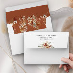 Boho Terracotta Floral Wildflower White Wedding Envelope<br><div class="desc">Elegant terracotta theme envelope featuring beautiful rustic wildflowers.</div>