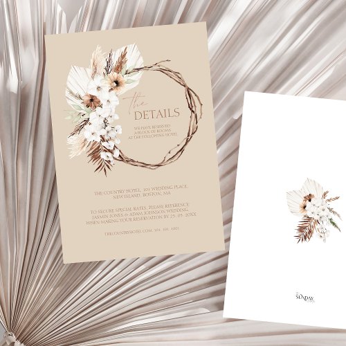 Boho Terracotta Floral Wreath Wedding Details Enclosure Card