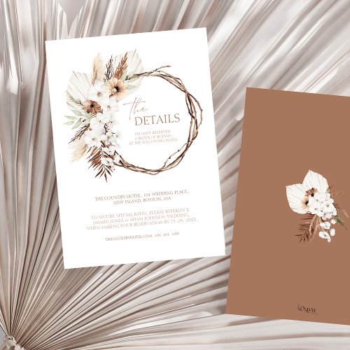 Boho Terracotta Floral Wreath Wedding Details Enclosure Card