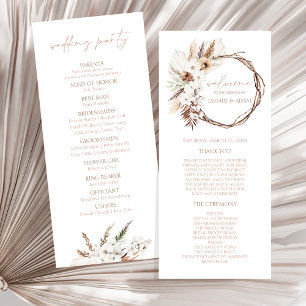 Boho Terracotta Floral Wreath Wedding Program