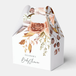 Boho Terracotta Florals Baby Shower Thanks Favor Boxes