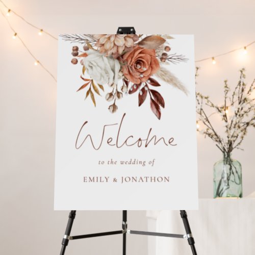 Boho Terracotta Florals Fall Welcome to Wedding Foam Board