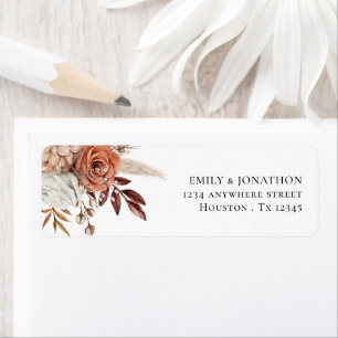 Boho Terracotta Florals Name Return Address Label
