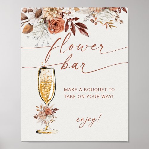 Boho Terracotta Flower Bar Floral Poster