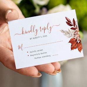 Boho terracotta foliage wedding RSVP  Enclosure Card