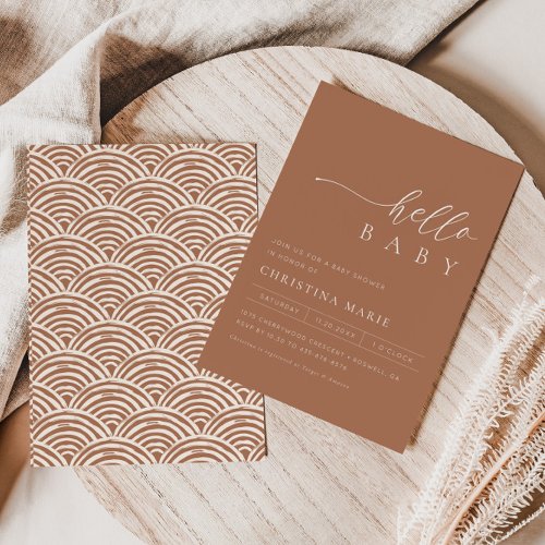 Boho Terracotta Gender Neutral Baby Shower Invitation