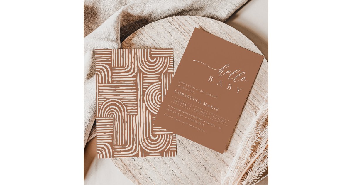 Boho Terracotta Gender Neutral Baby Shower Invitation