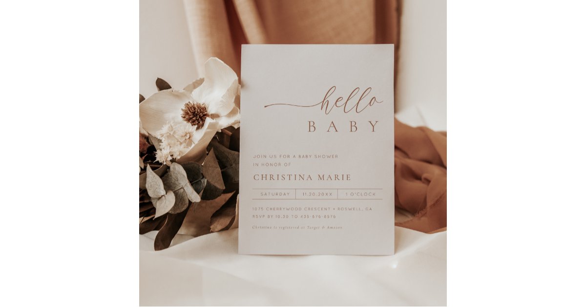 Boho Terracotta Gender Neutral Baby Shower Invitation