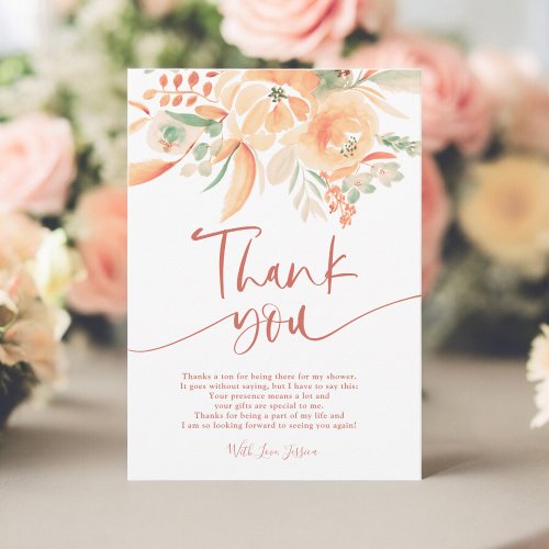 Boho Terracotta Hand_Painted Bridal Shower Thank You Card