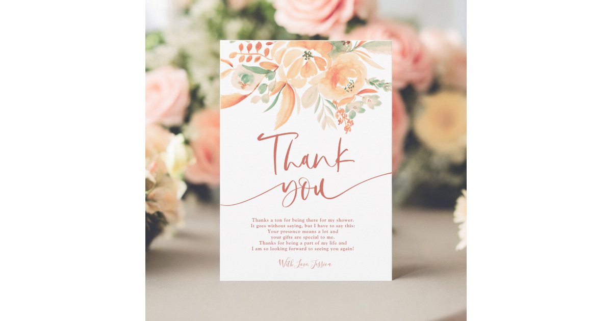 Boho Terracotta Hand-Painted Bridal Shower Thank You Card | Zazzle