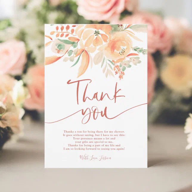 Boho Terracotta Hand-Painted Bridal Shower Thank You Card | Zazzle